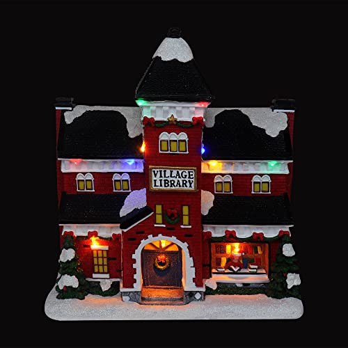 Christmas Village Sledding Down Hill - Lighted Musical Snow Village with 8 Animated Kids Going Down The Mountain