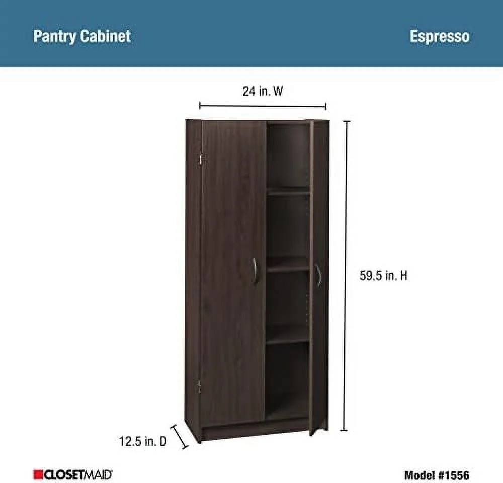 GEROBOOM Pantry Cabinet Cupboard with 2 Doors Adjustable Shelves  Standing   for Kitchen  Laundry or Utility Room  Dark Cherry