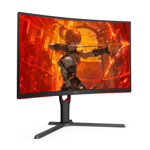 AOC CQ32G4VE 32" Curved Frameless Gaming Monitor 2K QHD, 1500R Curved VA, 180Hz, 0.5ms Response Time, 2X Display Port, 2X HDMI