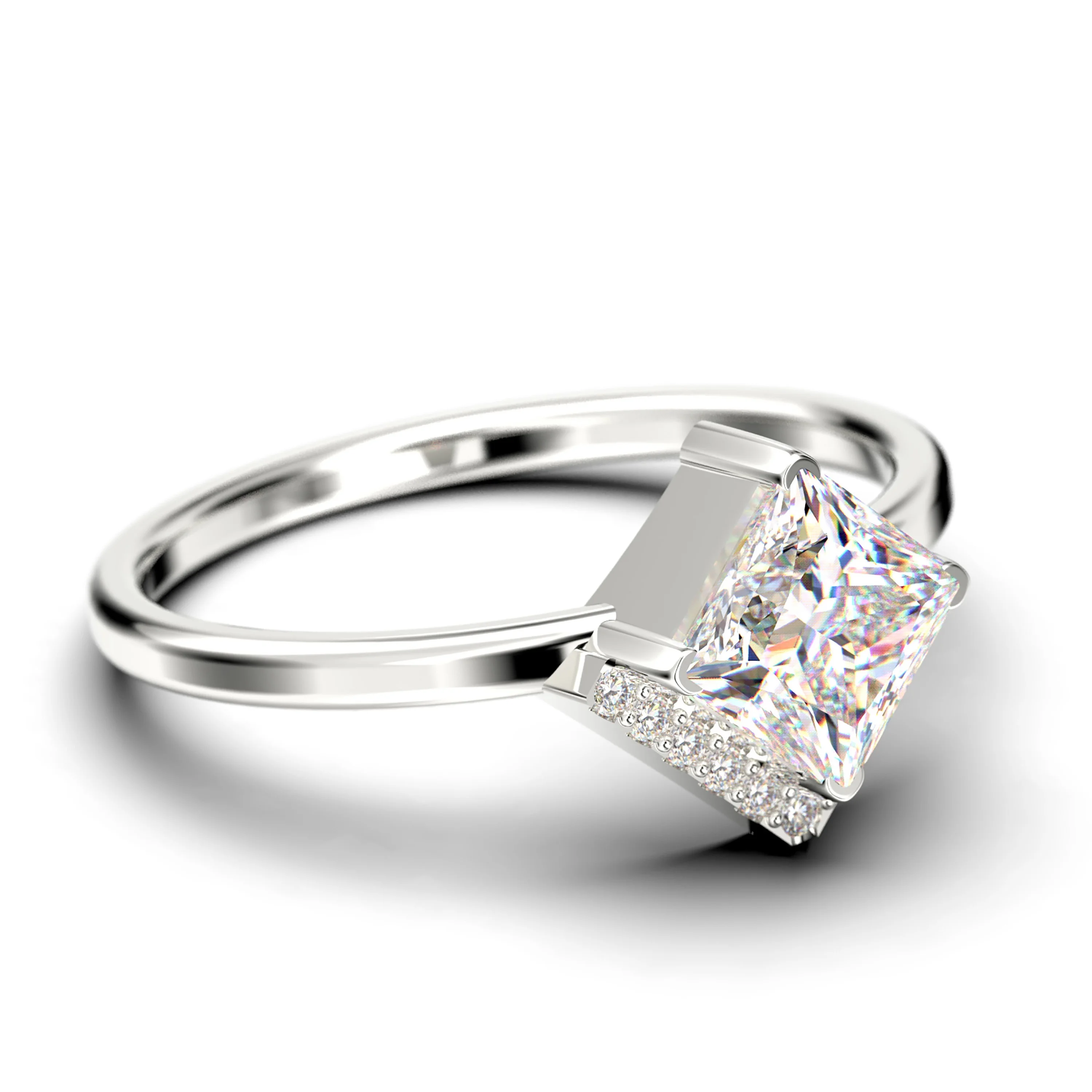 Boho & hippie 1.50 Carat Princess Cut Diamond Moissanite Dainty Engagement Ring