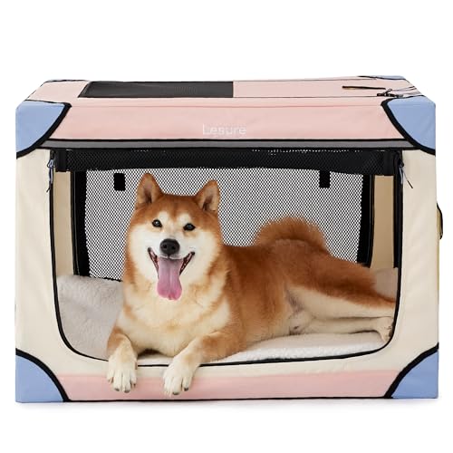 Lesure Soft Collapsible Dog Crate - 42 Inch Portable Travel Crate for Extra Large Dogs Indoor & Outdoor