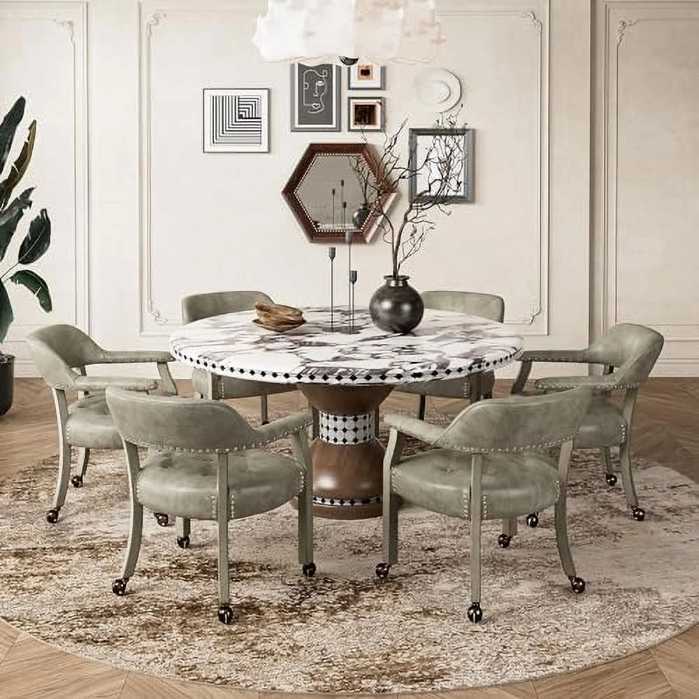 RUNFAYBIU Dining Chair with Casters  Kitchen Table Chair with Caster &amp