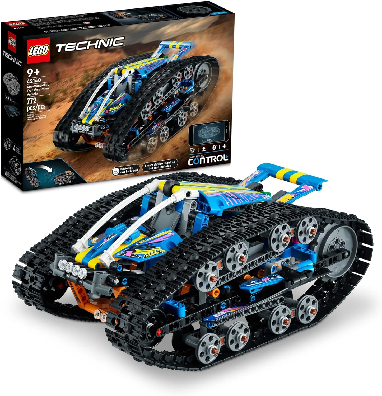 LEGO Technic App-Controlled Transformation Vehicle 42140, Off Road Remote Control Car, Building Car Kit That Flips, 2in1 RC Truck and Race Car Toy