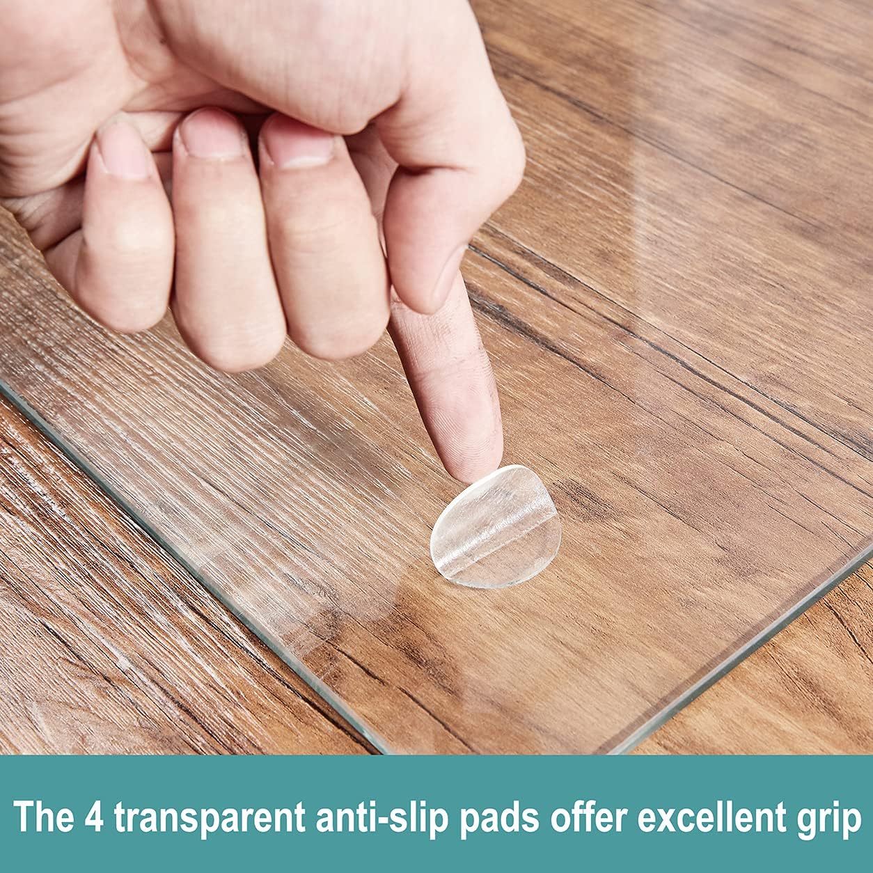 Tempered Glass Chair Mat, 36 x 46 , 1/5'' Thick Office Chair Mat with 4 Anti-Slip Pads , Office Chair Mats for Carpeted Floor and Hardwood Floor