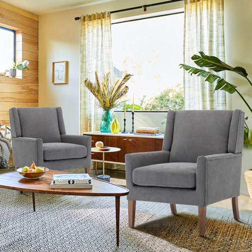 COLAMY Modern Wingback Living Room Chair, Upholstered Fabric Accent Armchair