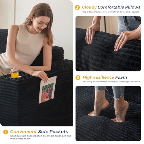 MAXYOYO 110" Modular Sectional Couch with L-Shape Chaise, Modern Boneless Couch for Living Room, Sofa in A Box, Oversized Sofa Sleeper with Deep Seat