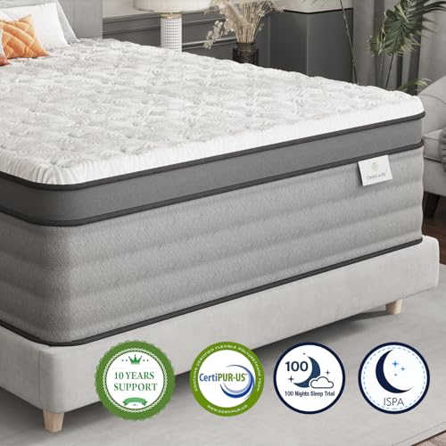 Onlylucky Full Size Mattress - 12 Inch Gel Memory Foam Mattress with Individual Pocket Spring for Pressure Relief & Motion Isolation