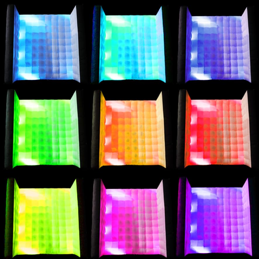 White Inflatable Photo Booth Wall with Led Lights(16 Colors Changing), Inflatable Tent(8.3x4x8.3 ft) Inner Air Blower for Parties Anniversary Events