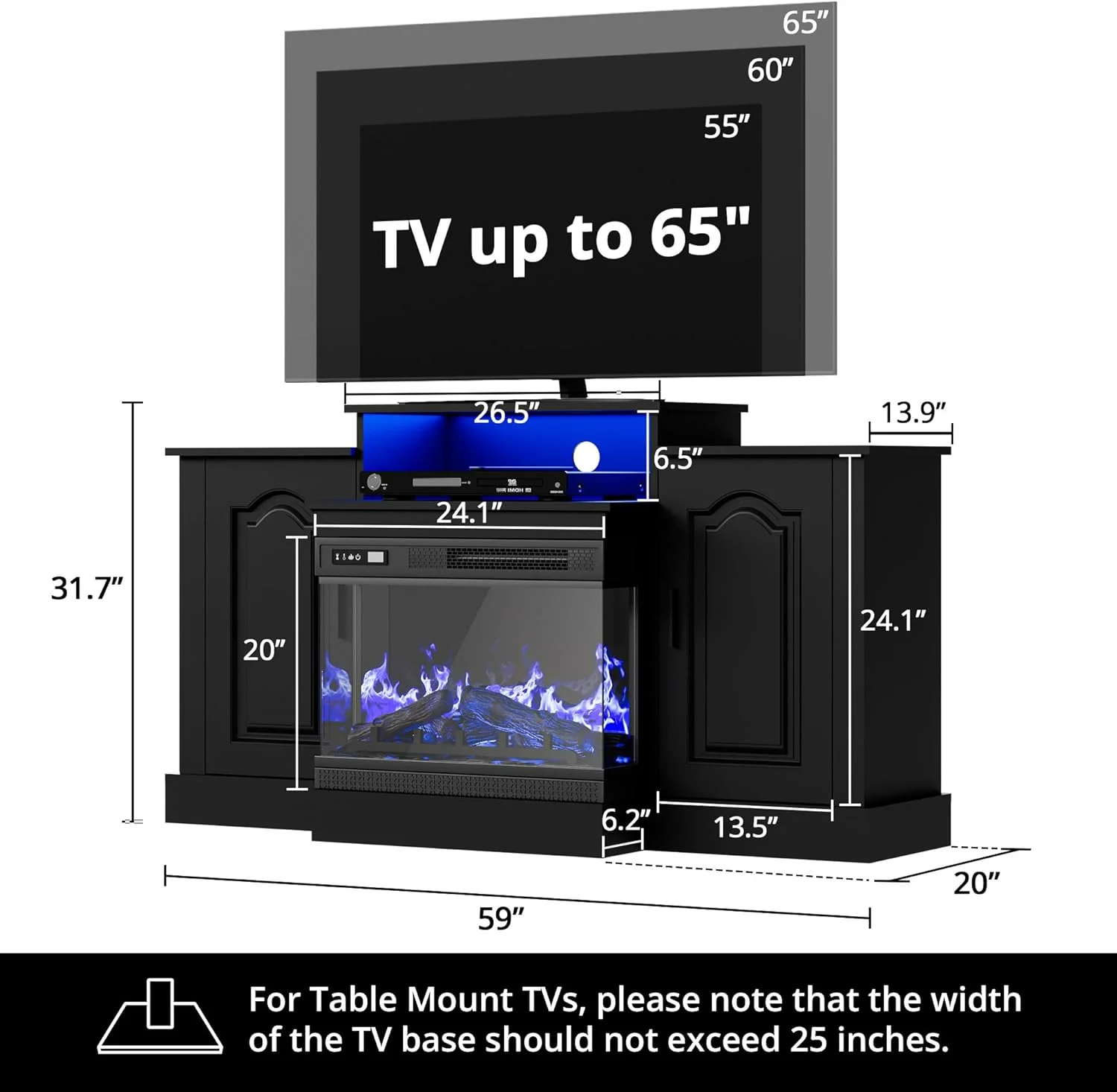 Cozy Castle Fireplace TV Stand for TVs up to 65", 3-Sided Glass Electric Fireplace, LED Entertainment Center