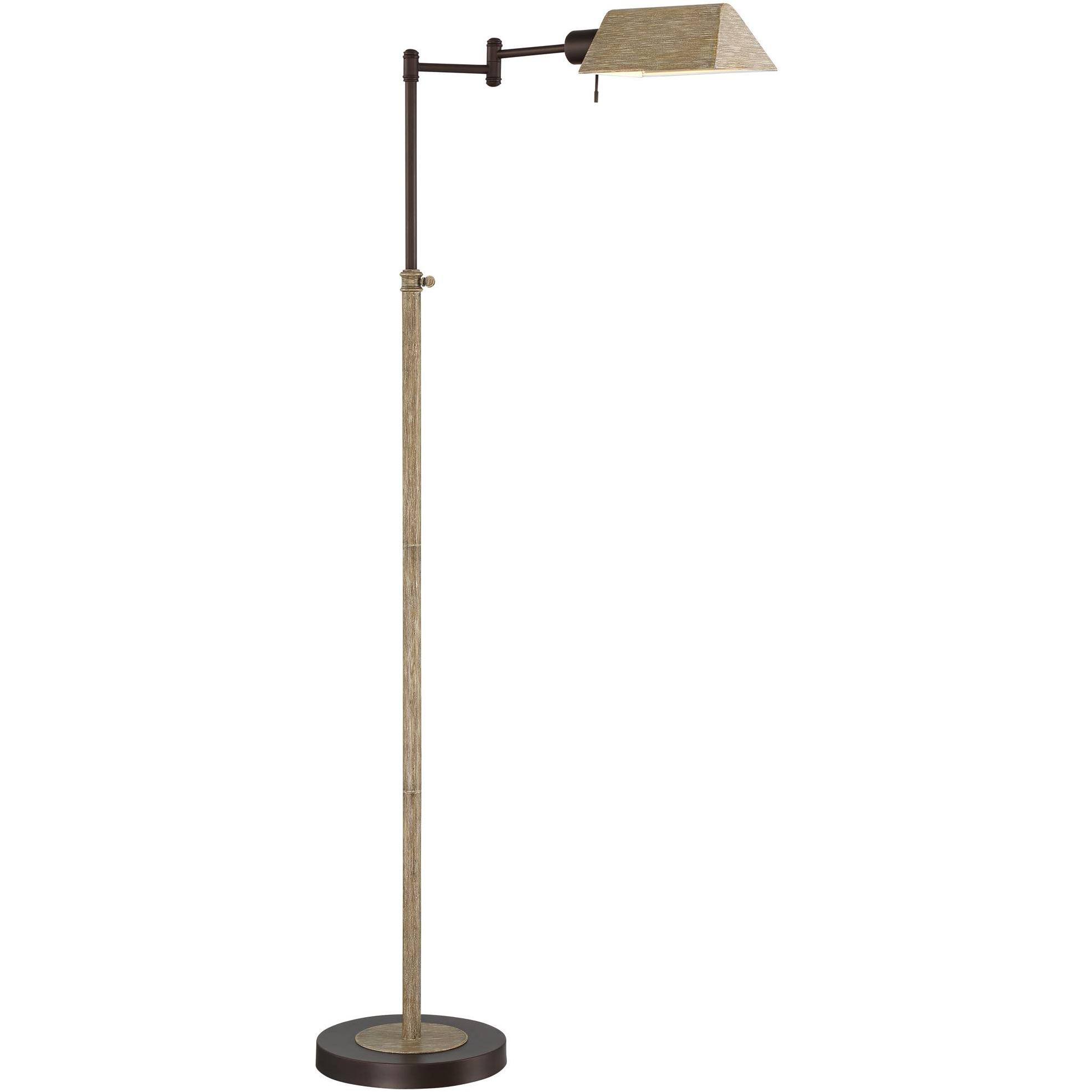 Regency Hill Rustic Farmhouse Swing Arm Pharmacy Floor Lamp Bronze Faux Wood Adjustable Height Living Room Reading Bedroom Offic