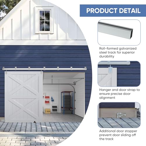 BARNSMITH 8FT Exterior Barn Door Hardware, Sliding Barn Door Hardware Kit Heavy Duty Barn Door Track for Outdoor Use(NO Door, Hardware Only)