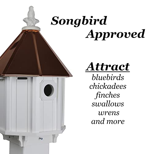 Bluebird Songbird Duplex Bird House with Copper Roof, Made in The USA (H8C) (4" x 4" Mount)
