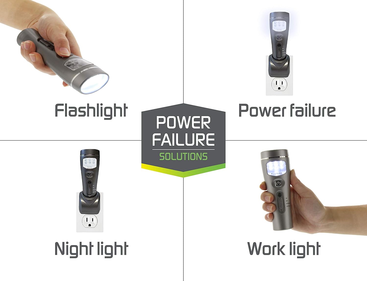 Capstone Lighting 4-in-1 Eco-I-Lite, 6 Pack &ndash; Emergency Flashlights, Night Light, Power Failure Light and Work Light &ndash