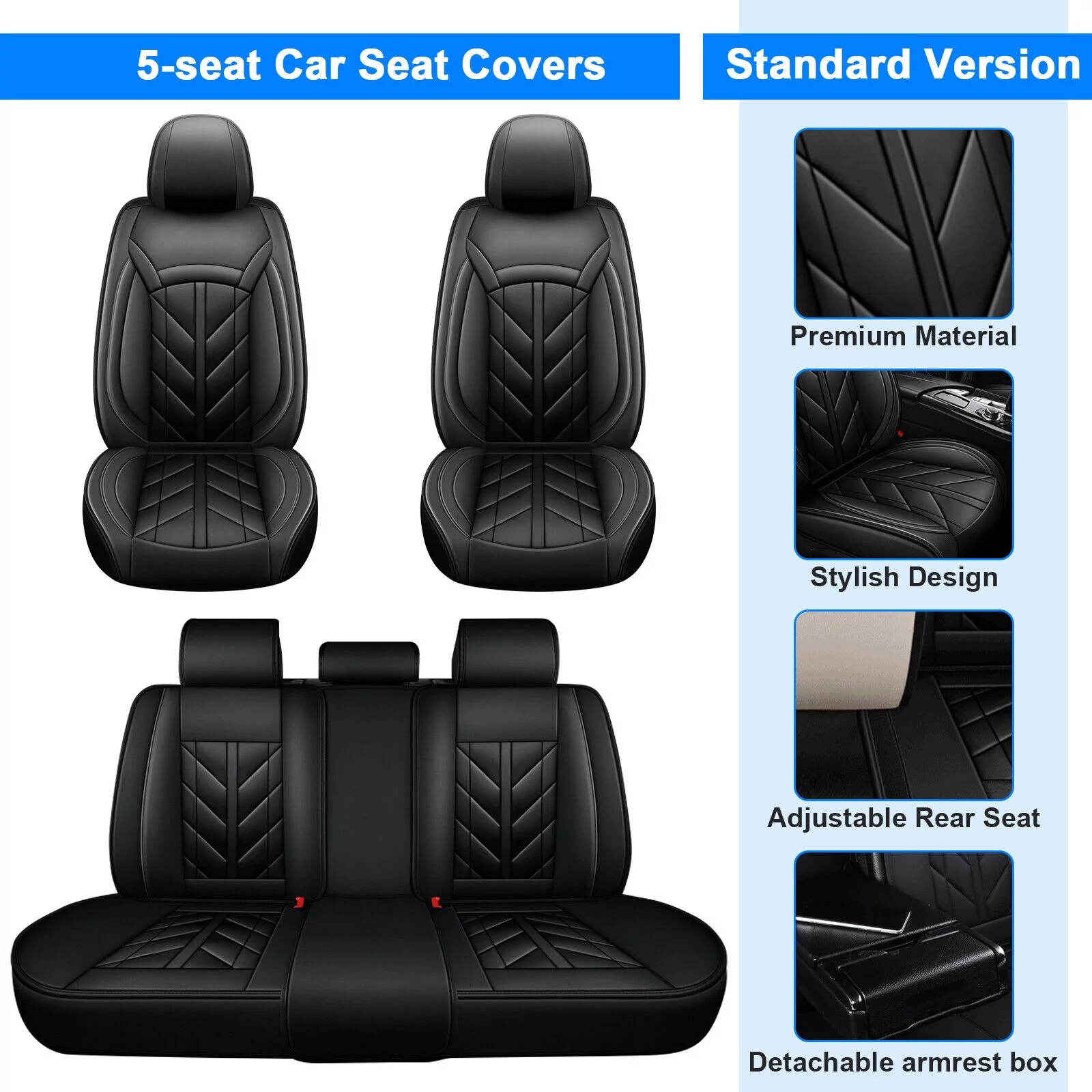 For Honda Car Seat Cover 5 Seats Full Set, Durable Waterproof Seat Protector
