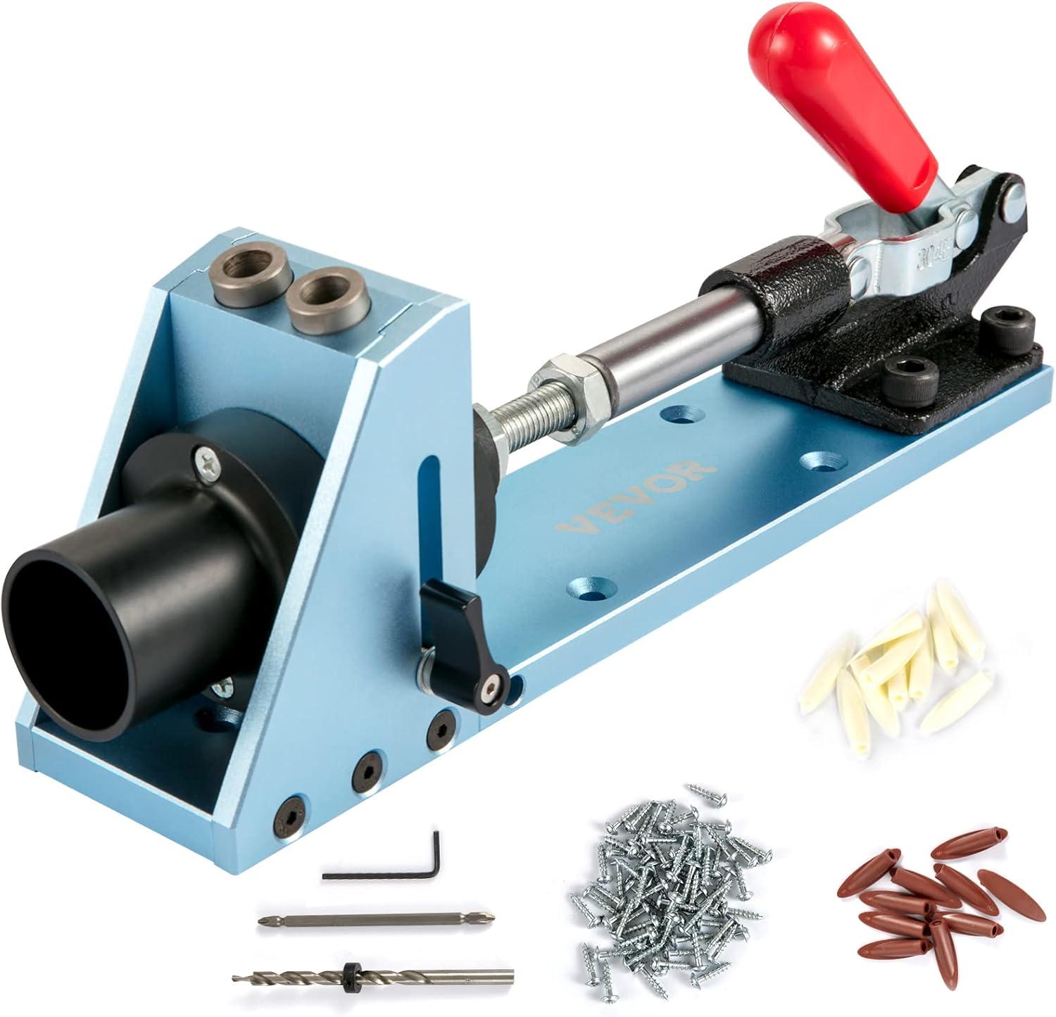 VEVOR Pocket Hole Jig Kit, M4 Adjustable & Easy to Use Joinery Woodworking System, Aluminum Punch Locator