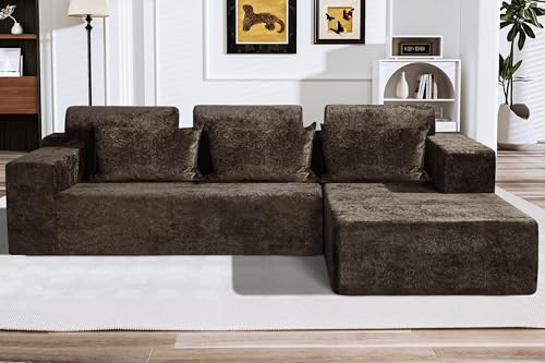 HABUTWAY 105" L-Shape Modular Sectional Sofa Couch for Living Room,No Assembly Required,Modular Comfy Sofa with Deep Seat for Living Room Bedroom