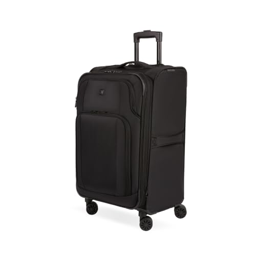SwissGear Sion II Softside Expandable Luggage with Spinner Wheels, Black, 3-Piece Set (20/24/28)