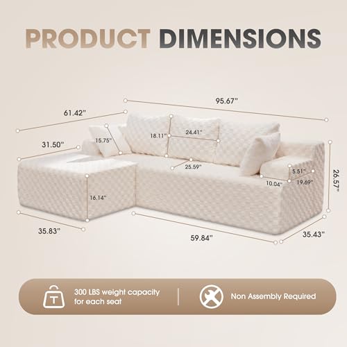 Modular Sectional Sofa Couches L-Shape Couch 3 Seat Modular Sofa Memory Foam Sectional Couches for Living Room
