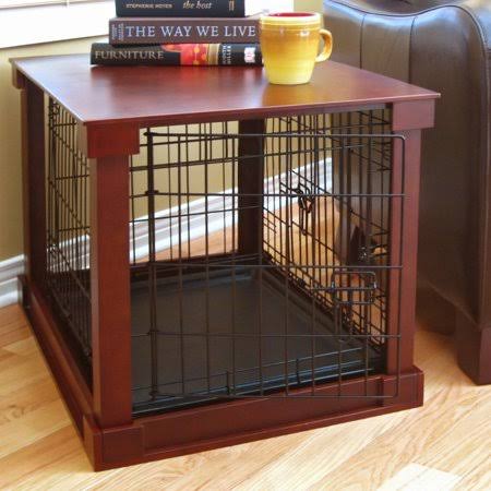 Merry Products End Table Pet Crate with Cage Cover, Size: Large, Red