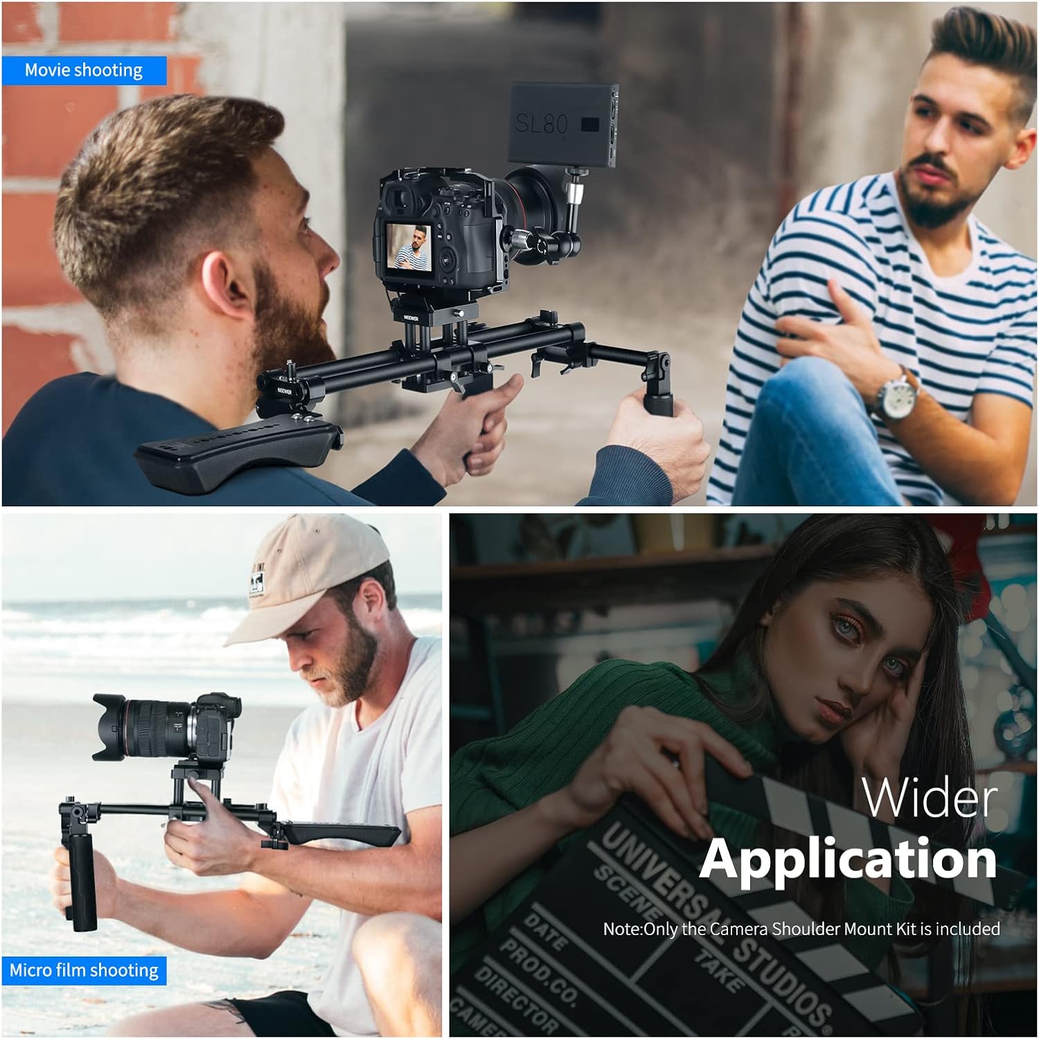 Neewer Universal Camera Shoulder Mount, Aluminum Alloy Camera Shoulder Rig, Video Filmmaking System with Movable Shoulder Pad, 15mm Rod