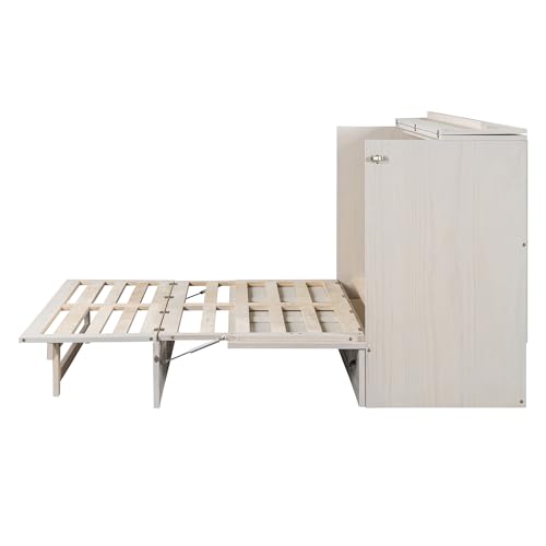 MERITLINE Full Size Murphy Bed with Large Storage Drawer