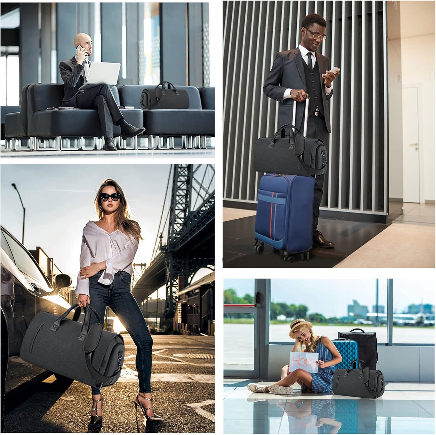 Carry On Garment Bag for Travel Suit Bag Men Women Dress, Convertible Garment Duffel Bag Hanging Clothes,Weekend Duffle Bags
