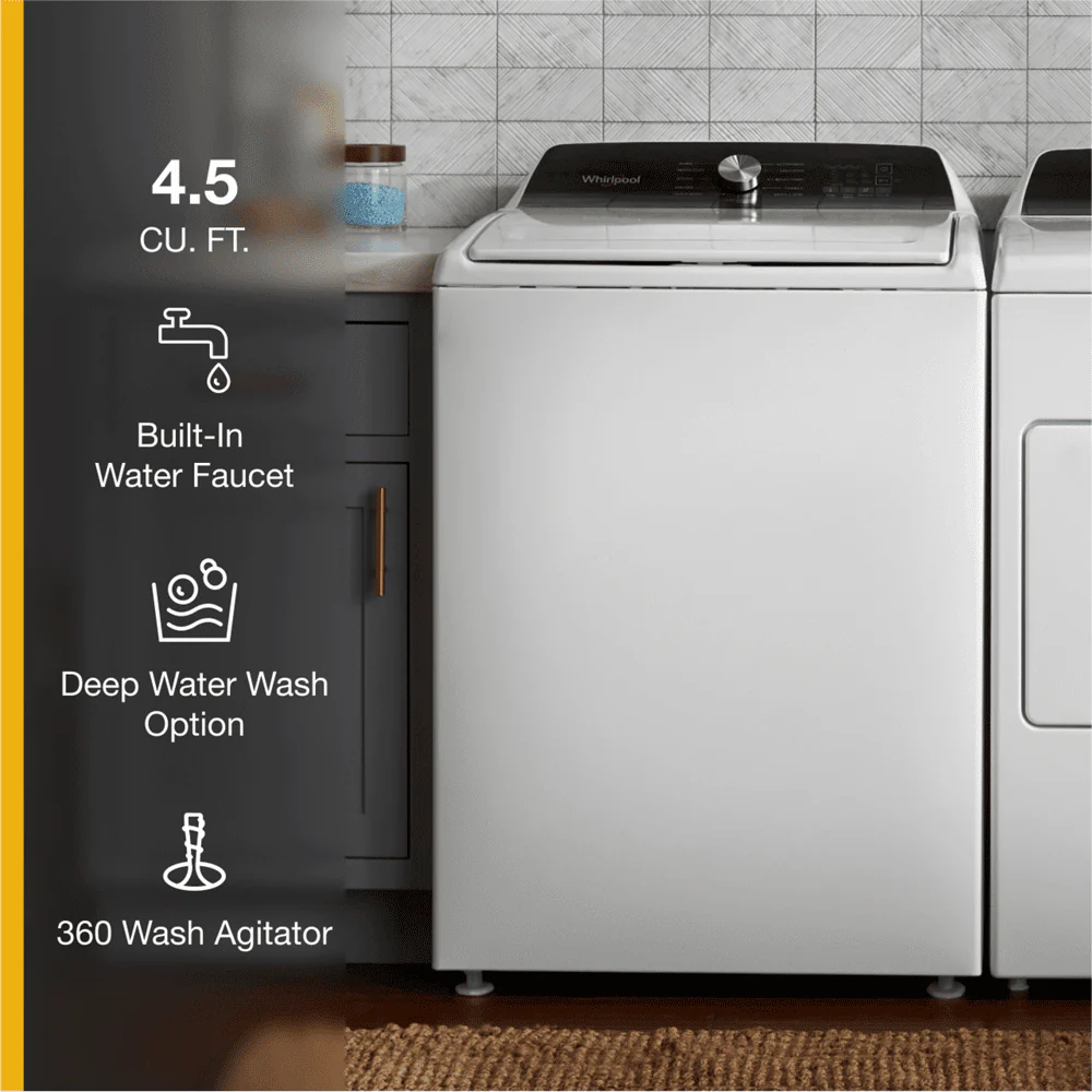 Whirlpool WTW5015LW 4.5 Cu. Ft. Top Load Agitator Washer with Built-In Faucet