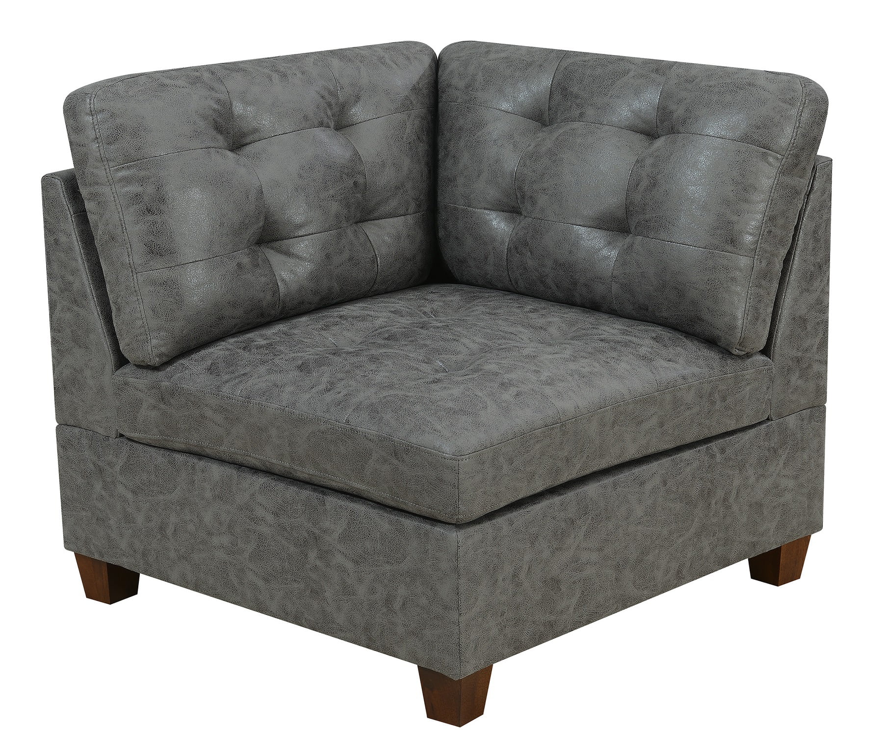 CoSoTower Living Room Furniture Antique Grey Modular Sofa Set 6Pc Set Breathable Leatherette Tufted Couch 4X Corner Wedge 1X Armless Chair and 1X