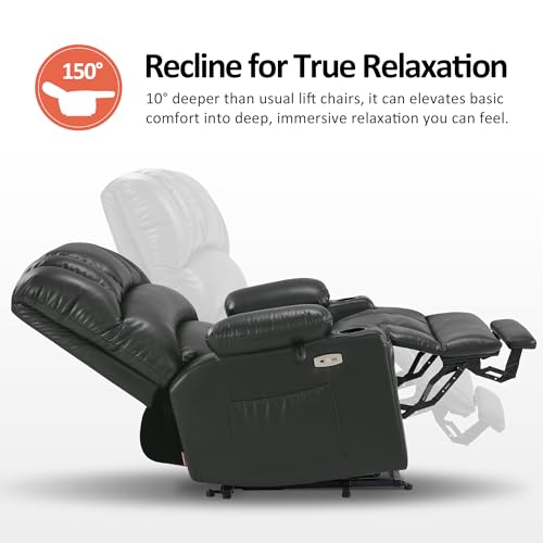 MCombo Oversized Power Lift Recliner Chair for Elderly, Lift Chair with Heat and Massage, Lift Recliner for Big and Tall, Cup Holders