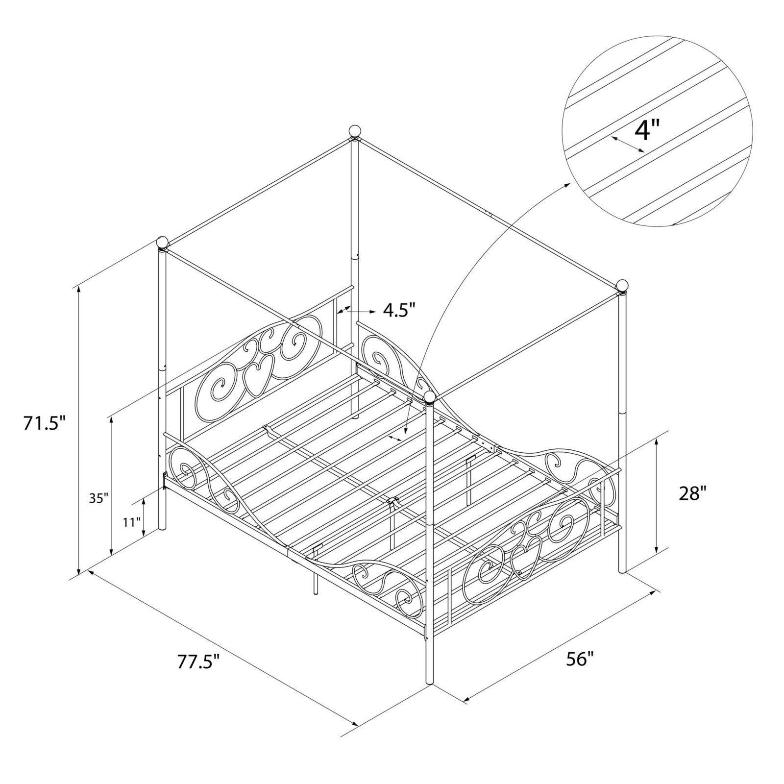 DHP Canopy Metal Bed, Full Size Frame, Gold
