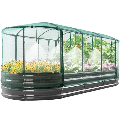 Quictent Galvanized Raised Garden Bed Kit with Self Watering System and Mesh Cover
