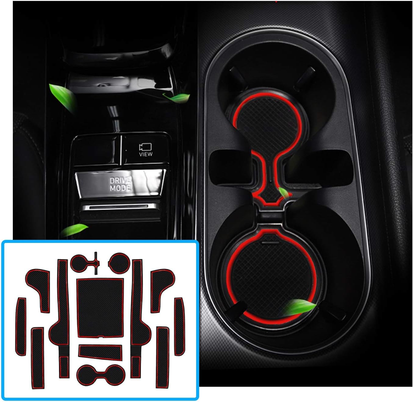 Ruiya 13PCS Door Slot Pad for Sonata DN8 2020+ Cushion Non-Slip Gate Slot Pad Cup Mat Car Interior Automotive Decoration Fit Cup, Door