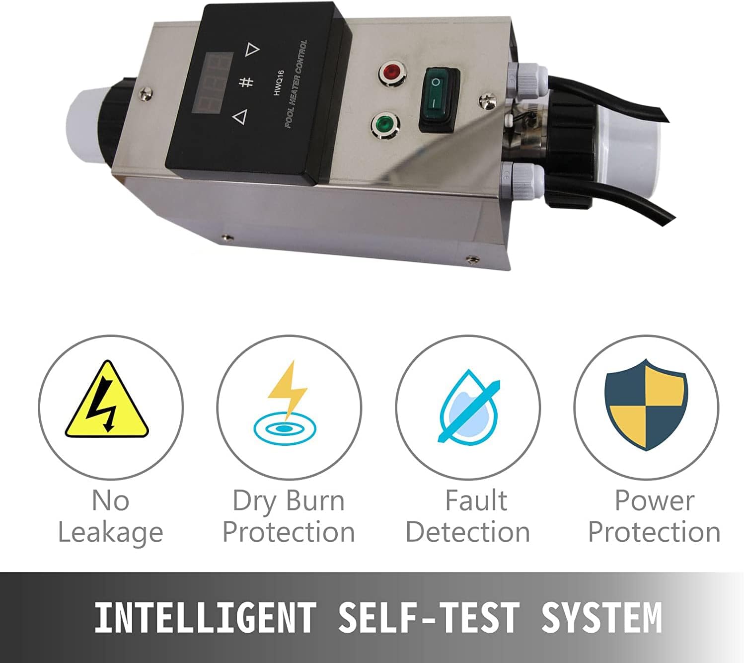 Swimming Pool Heat Pump, Electric Swimming Pool Heater Built-in Circulating Water Pump Control System for Above Ground Pools, up to 2000gallons
