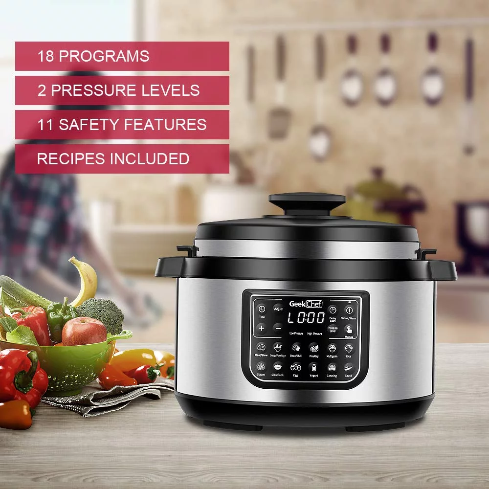 12-In-1 Electric Pressure Cooker，Multi-Function Programmable Pressure Cooker, Slow Cooker, Rice Cooker, Wok, Steamer, Heating Pot, Stainless Steel