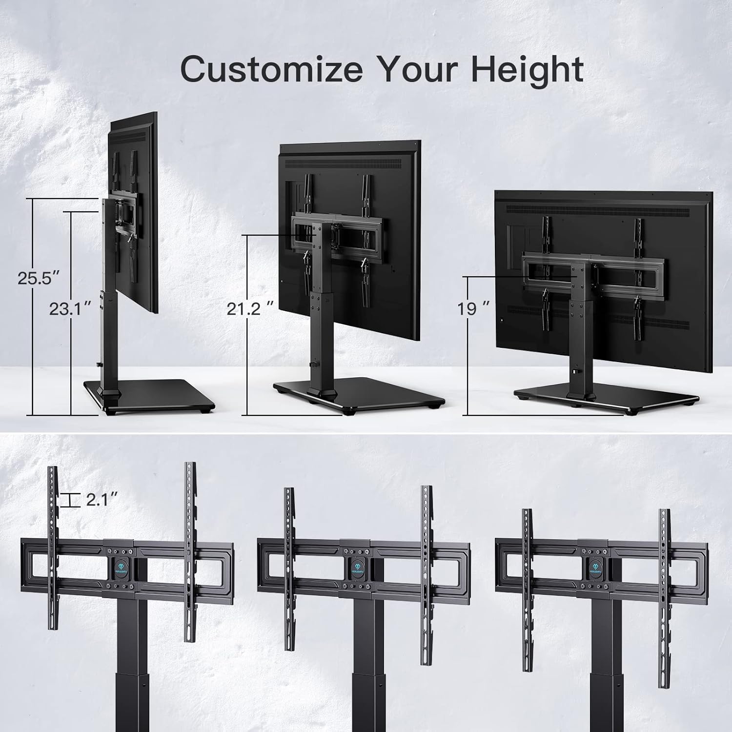 PERLESMITH Swivel TV Stand Universal Table Top TV Base for 32 to 70 inch LCD LED OLED 4K Flat Screen TVs
