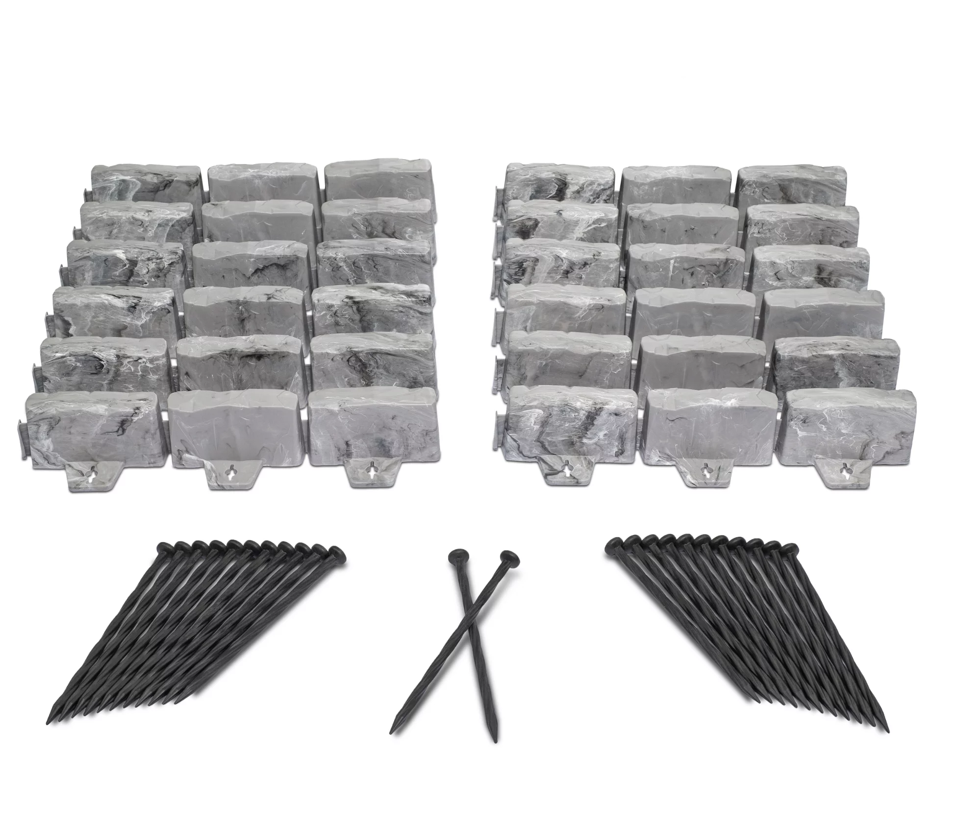 EasyFlex Decorative No-Dig Landscape Edging Kit - 15 ft., Dark Gray Faux Stone - Curated Treasures Market