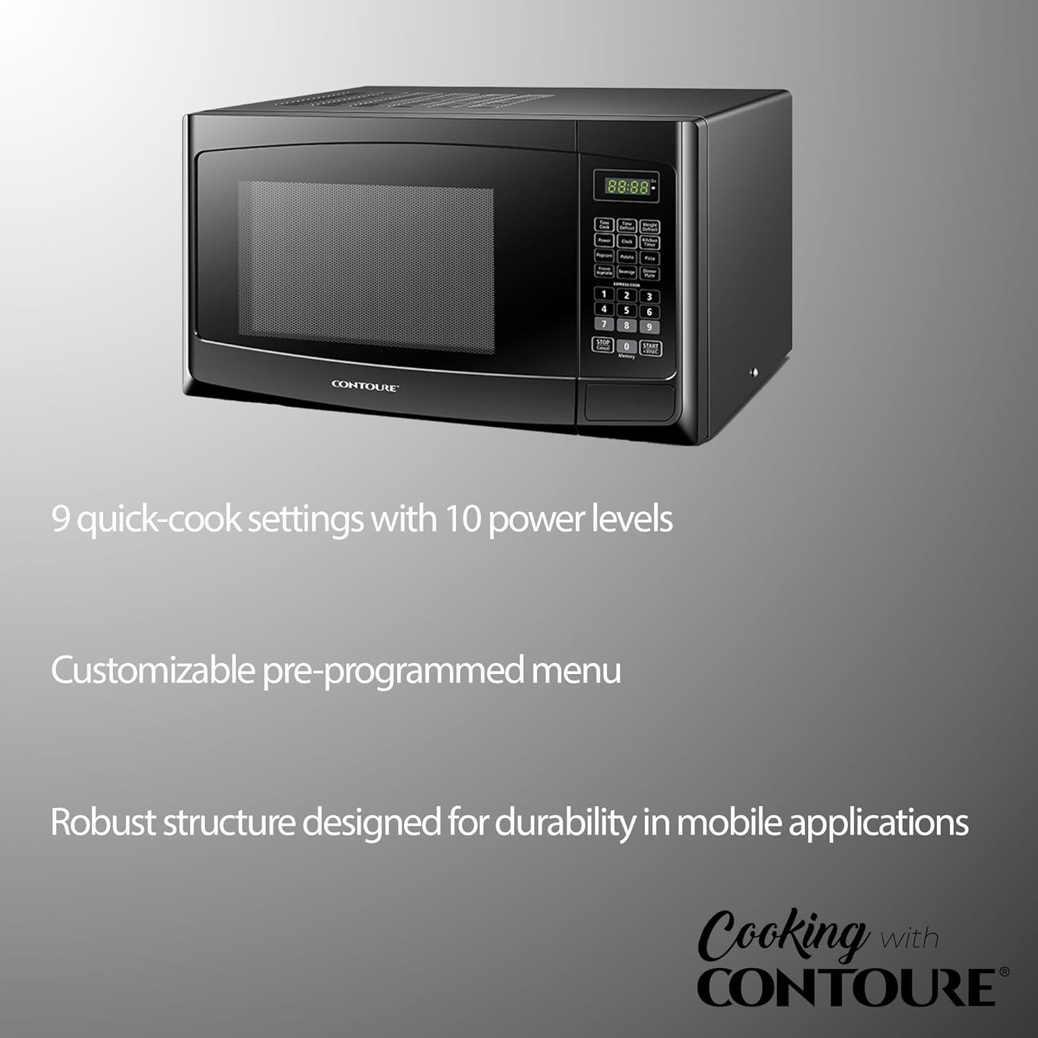 RV Built-In Microwave Oven | Perfect RV Replacement | 900W Power, 10 Power Levels | Easy-Clean Interior | LED Display | Quick-Cook Settings | RV-980B