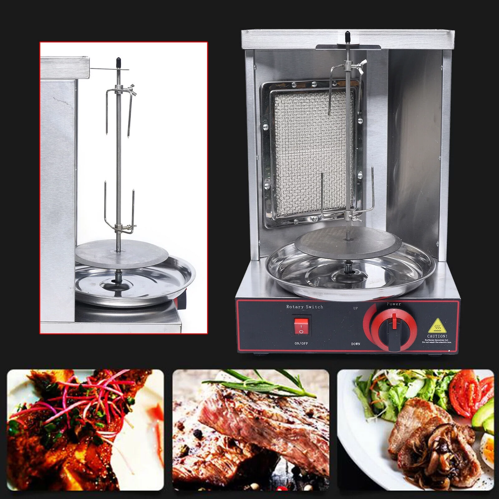 Gas Grill Meat Machine BBQ Rotisserie Oven Smokeless Vertical Broiler 110V LPG
