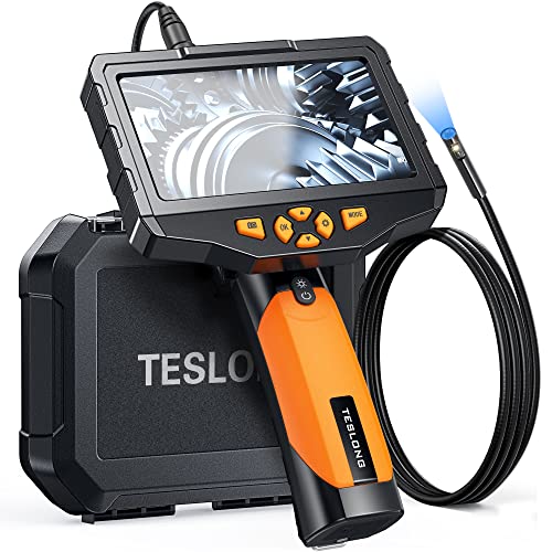 Teslong Inspection Camera, Dual Lens Borescope Camera with Light, NTS300 5" IPS Industrial Endoscope