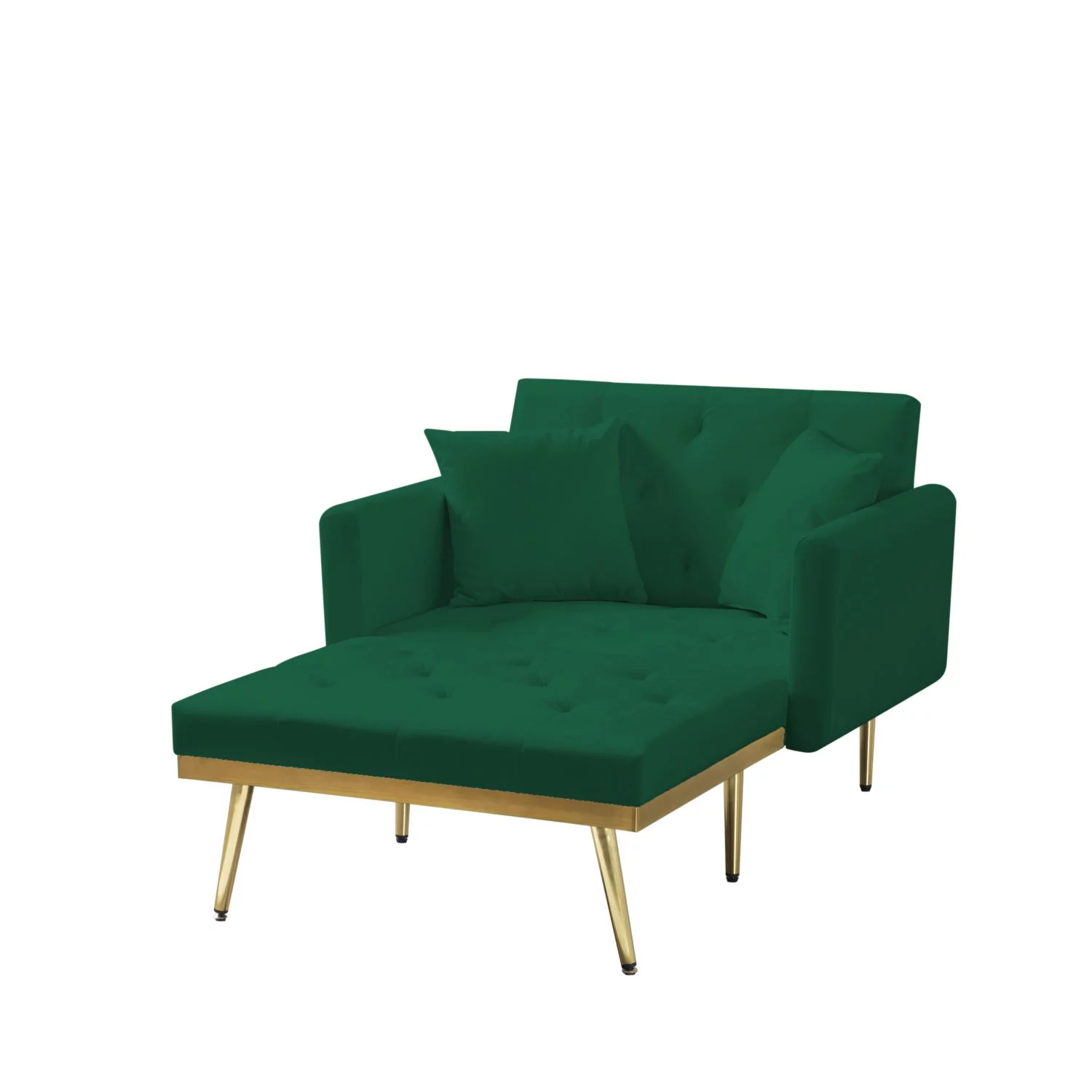 BSHTI Chaise Lounge,Convertible Chaise Futon Sofa Bed Upholstered Chaise Lounge for Livingroom(Green)