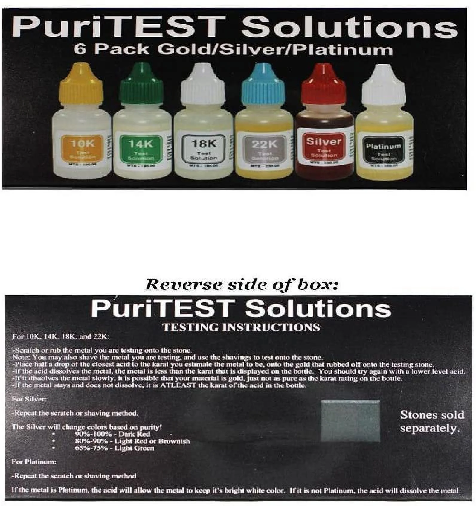PuriTest Gold Silver Platinum Test Acids with Diamond Tester, Digital Scale, FREE Solid Silver Bar and More
