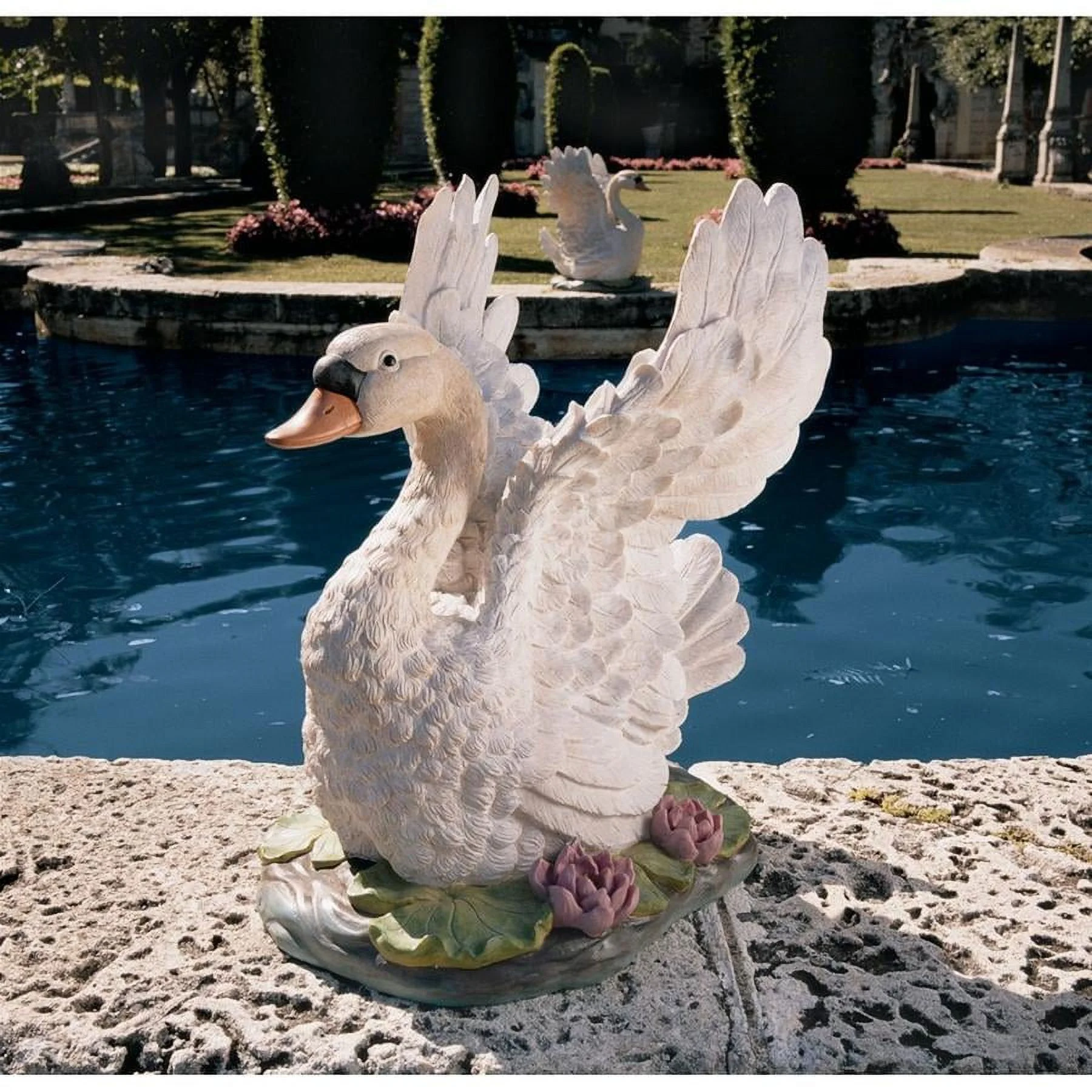 Design Toscano  The Majesty of Swan Lake Sculpture: Set of Two