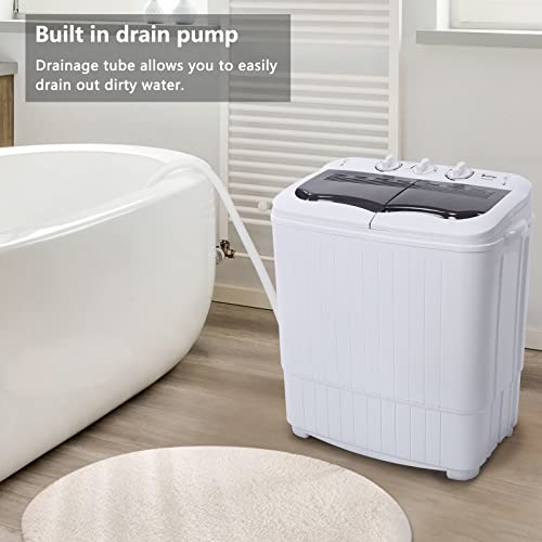 Big Capacity Compact Twin Tub Portable Mini Washing Machine 14.3lbs/16.5lbs Capacity, Built-in Drain Pump/Washer and Spin Dryer Combo,Semi-Automatic