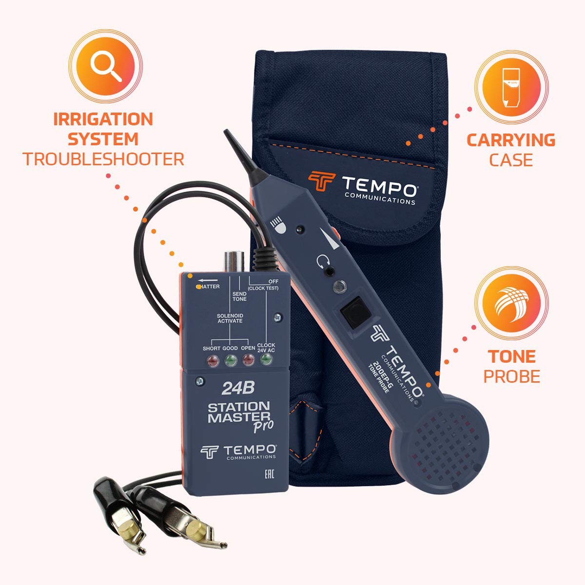 Tempo Communications 24BK Irrigation Tester Kit - Professional Grade, Activate Solenoids, Identify Wires, Test Sprinkler Valves (Latest Model)