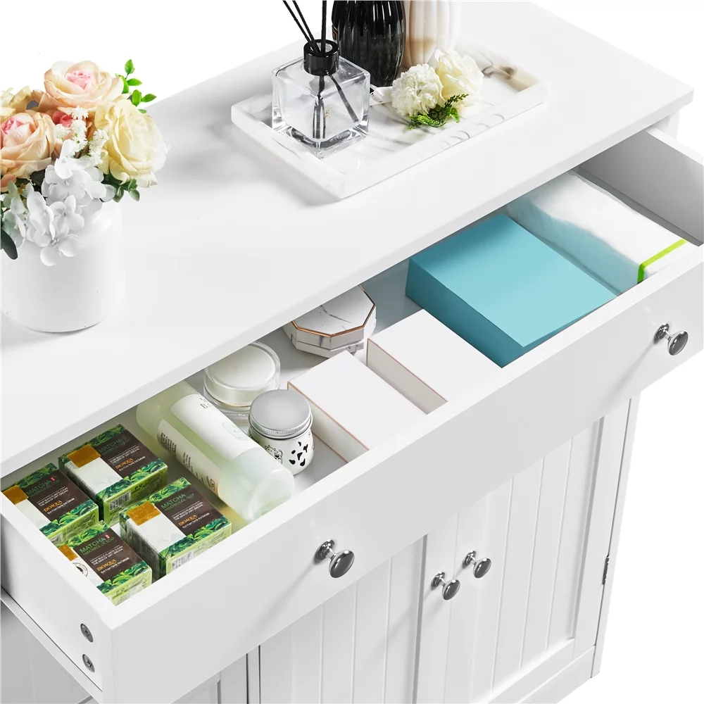 Topeakmart 4 Drawers Modern Floor Storage Cabinet with Adjustable Shelf for Bathroom Living Room, White