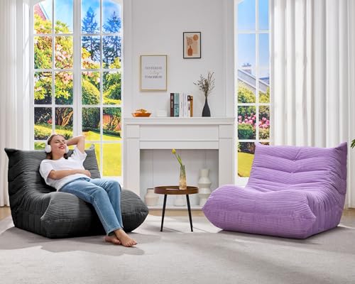 Bean Bag Chairs for Adults Giant Bean Bag Chair Memory Foam BeanBag Chair Big Bean Bag Sofa with Filler Faux Fur Fireside Beanbags Lazy Sofa for