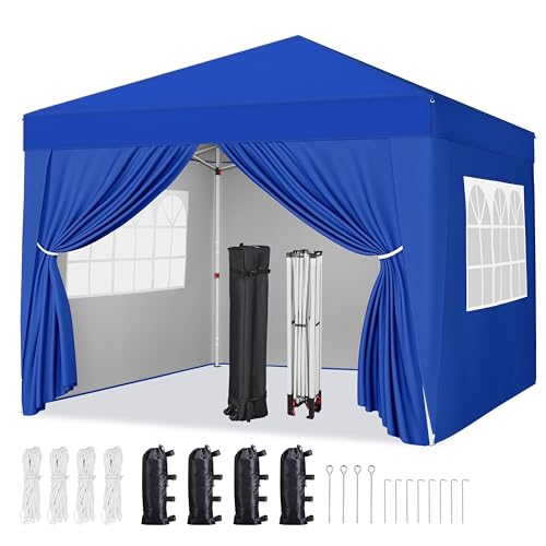 Yaheetech 10x10 Pop Up Canopy with 4 Removable Sidewalls, Portable Enclosed Instant Tent, Waterproof Outdoor Tent, Beach Sun Shelter with 4 Sandbags