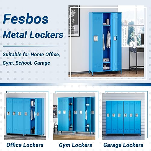72" Metal Locker for Employees 3 Doors Blue Steel Storage Locker for Office, School, Gym - Metal Storage Cabinets for Home, Office, Gym, School