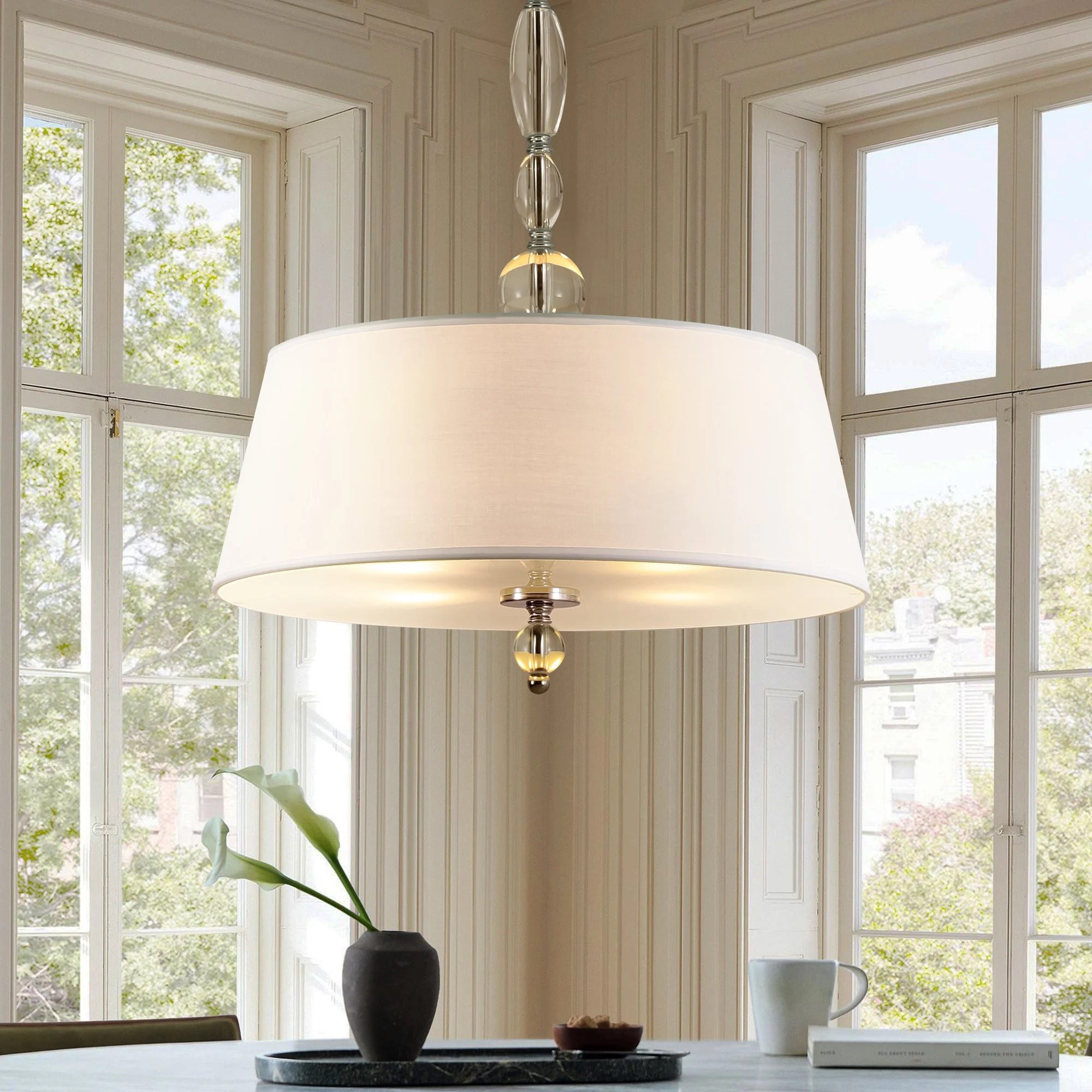 Brilune 4-Light Dimmable Fabric Boho Shaded Chandelier (20)