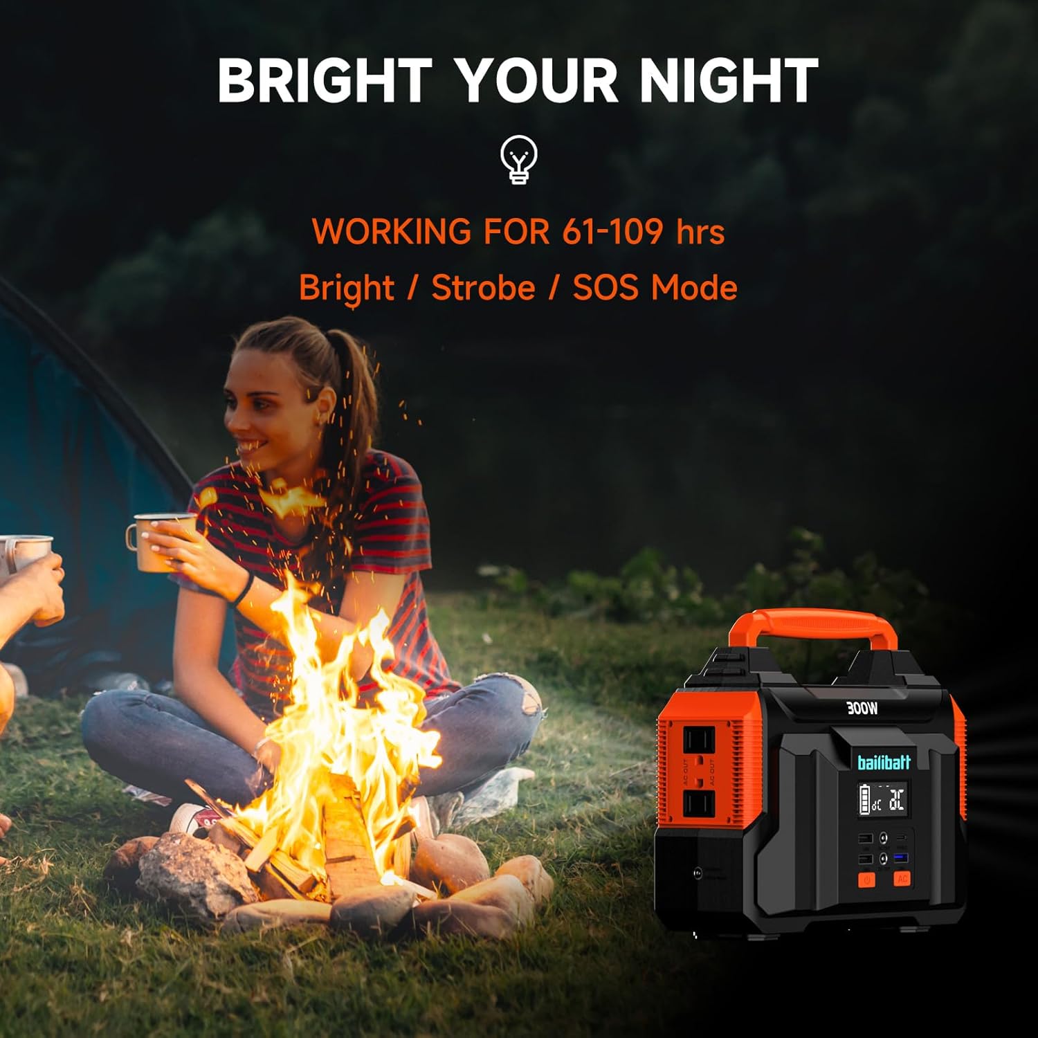Portable Power Station 300W 257wh Lithium Battery Bailibatt Small Portable Generator for Home Use Camping Travel Emergency Hunting Outdoor